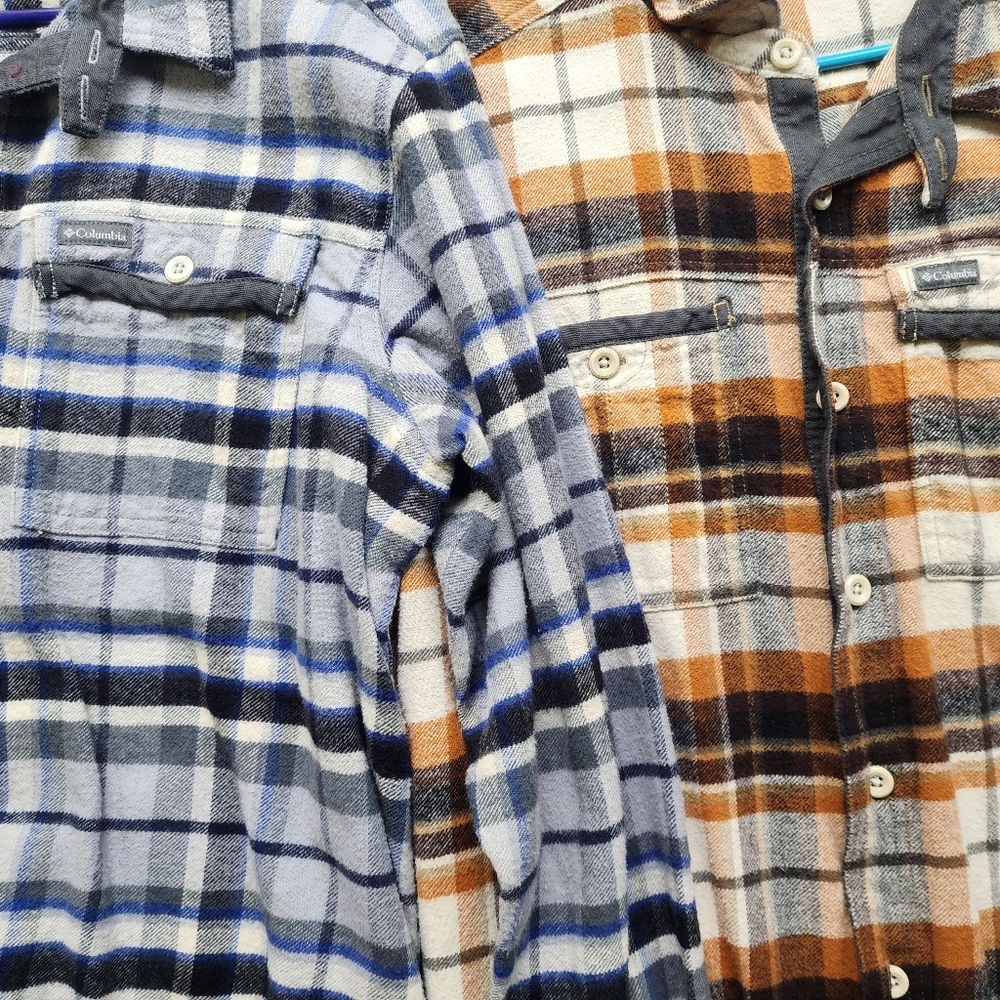 2 Men Columbia Fannel Shirts Xl Excellent Con